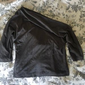 BEBE grey off the shoulder blouse